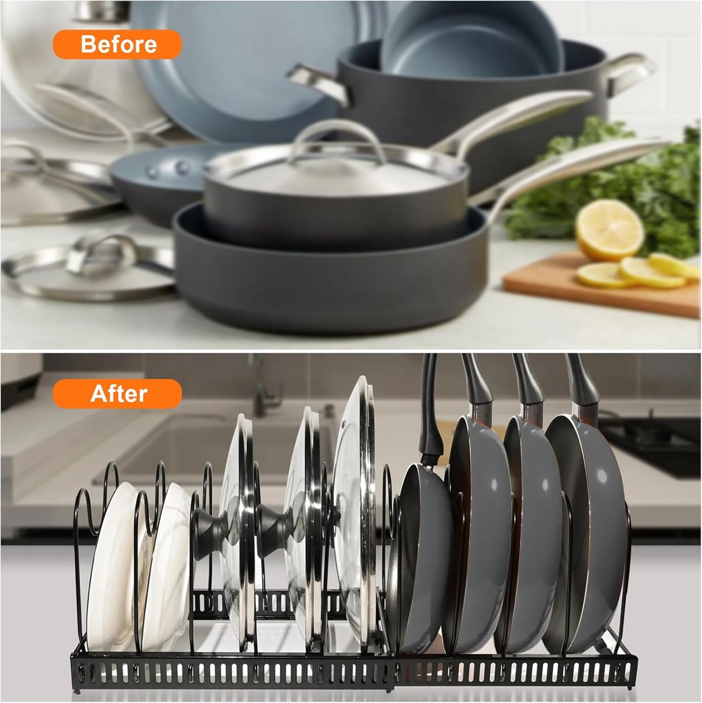 Expandable Pot, Pan & Lid Organiser Rack - Storage