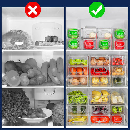 Stackable Fridge Storage Containers – Clear Organiser Set (Pack of 6)