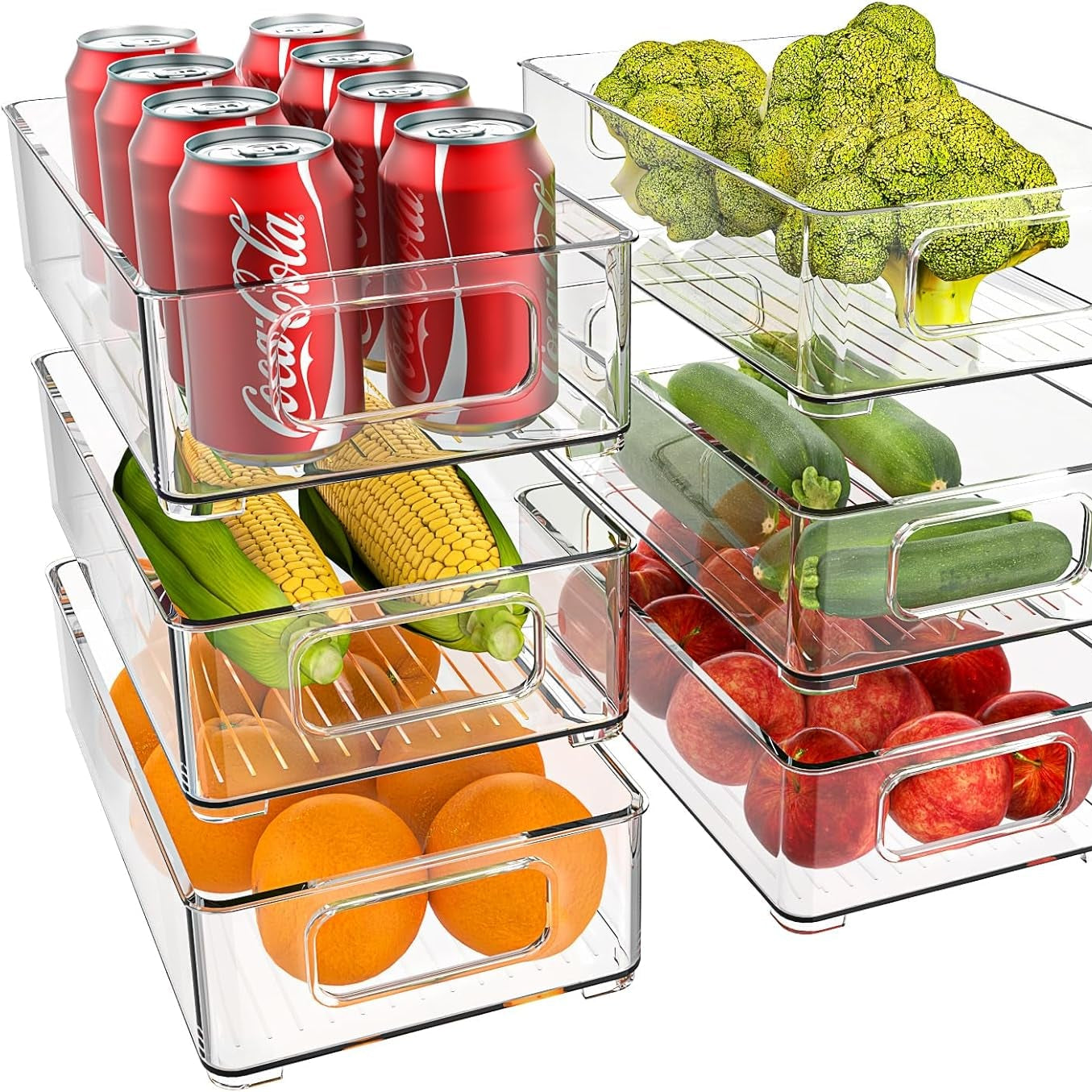 Stackable Fridge Storage Containers – Clear Organiser Set (Pack of 6)