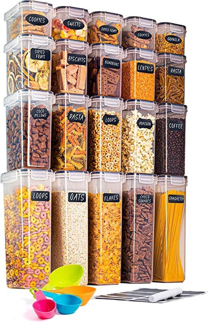 Airtight Food Storage Container Set | 20Pcs Kitchen & Pantry Organiser - Nuovva
