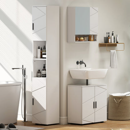 Pedestal Sink Cabinet with Double Doors and Shelf, 60 X 30 X 60 Cm, Light Grey