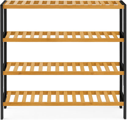 4-Tier Bamboo Shoe Rack – Wooden Shoe Storage Organiser