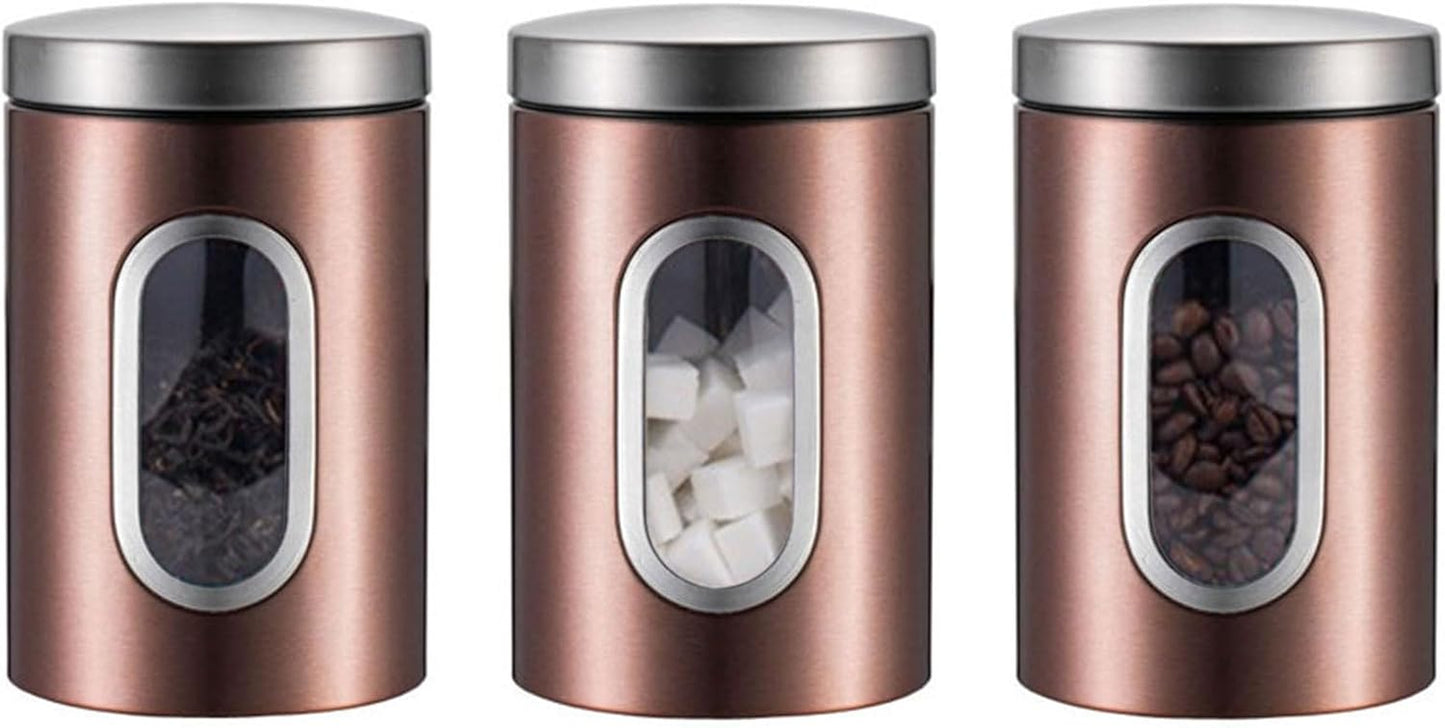 Stainless Steel Tea, Coffee & Sugar Canister Set