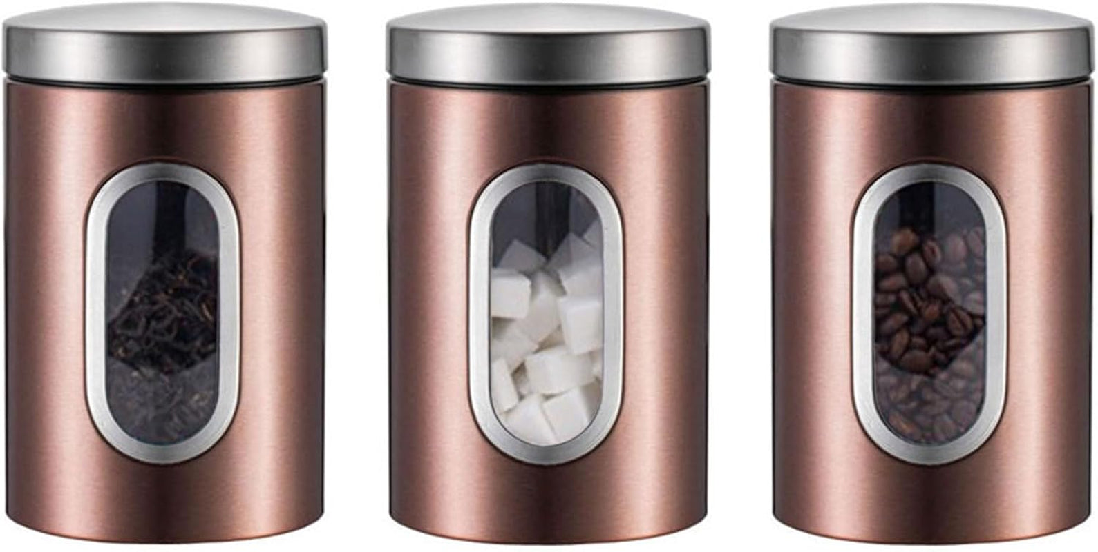 Stainless Steel Tea, Coffee & Sugar Canister Set