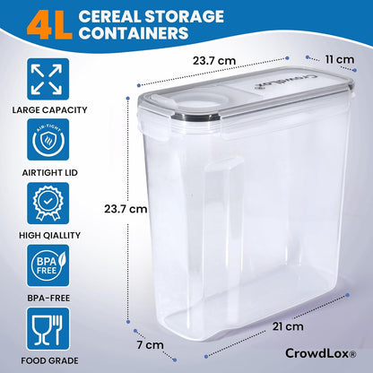 4L Airtight Cereal Storage Container Set (Pack of 4)