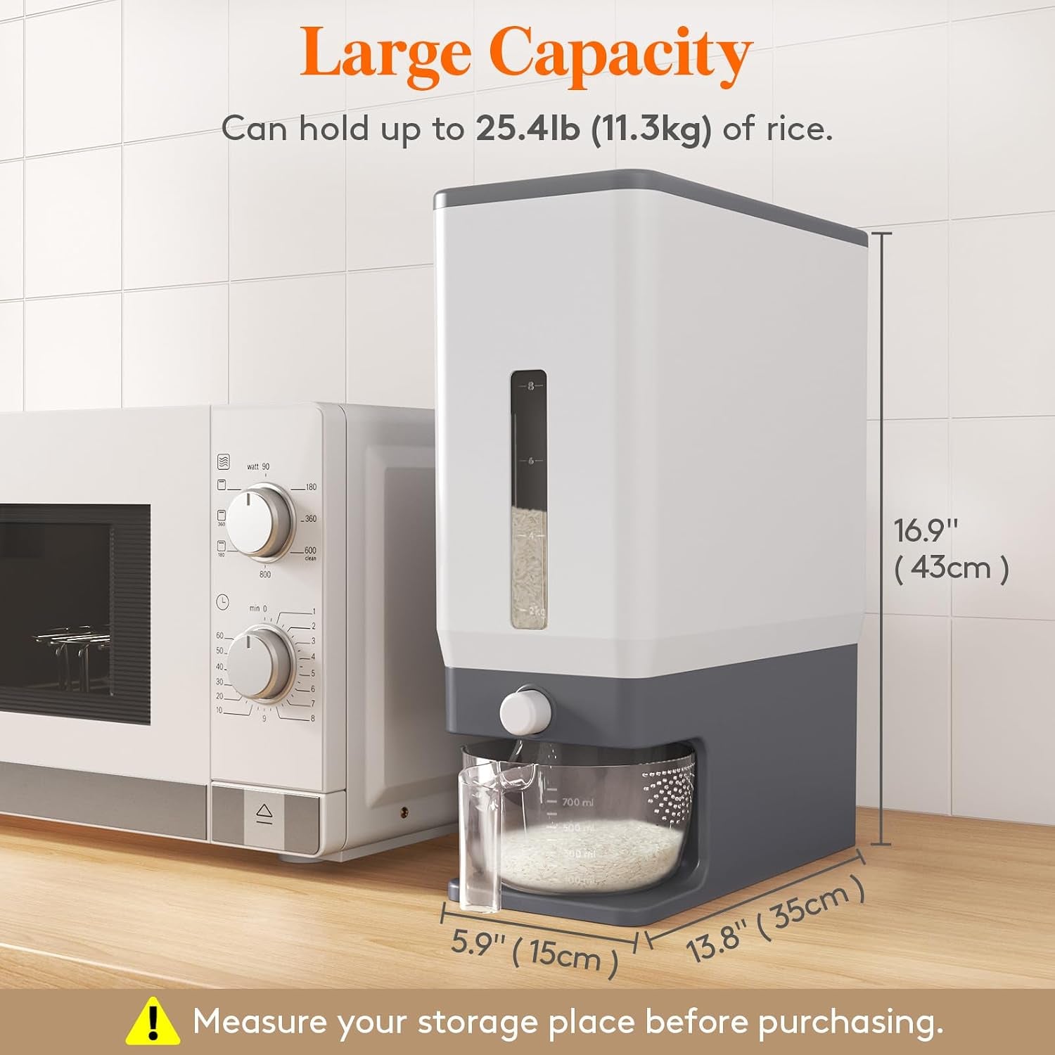 Airtight Rice & Dry Food Storage Dispenser