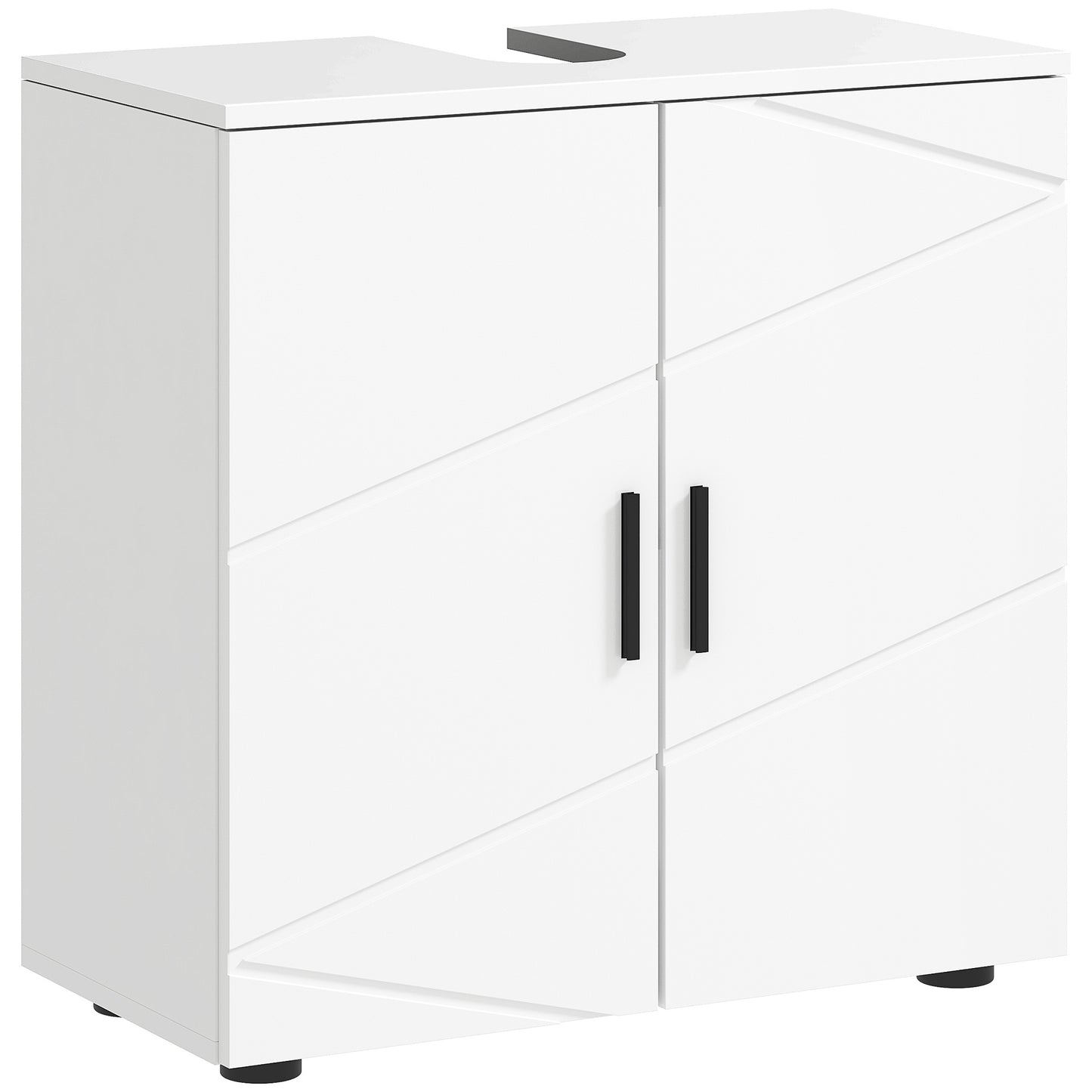 Pedestal Sink Cabinet with Double Doors and Shelf, 60 X 30 X 60 Cm, Light Grey