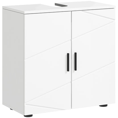 Pedestal Sink Cabinet with Double Doors and Shelf, 60 X 30 X 60 Cm, Light Grey