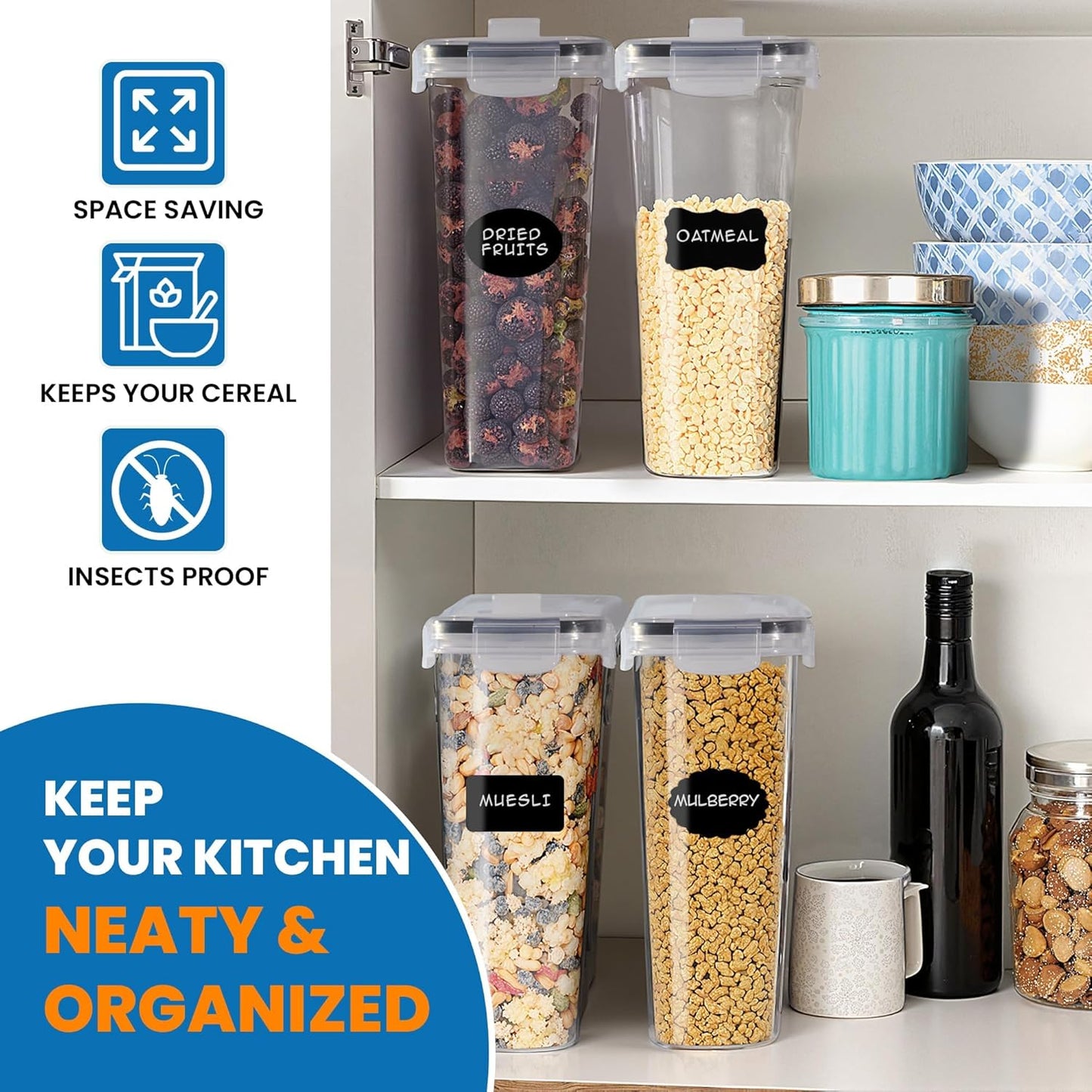 4L Airtight Cereal Storage Container Set (Pack of 4)