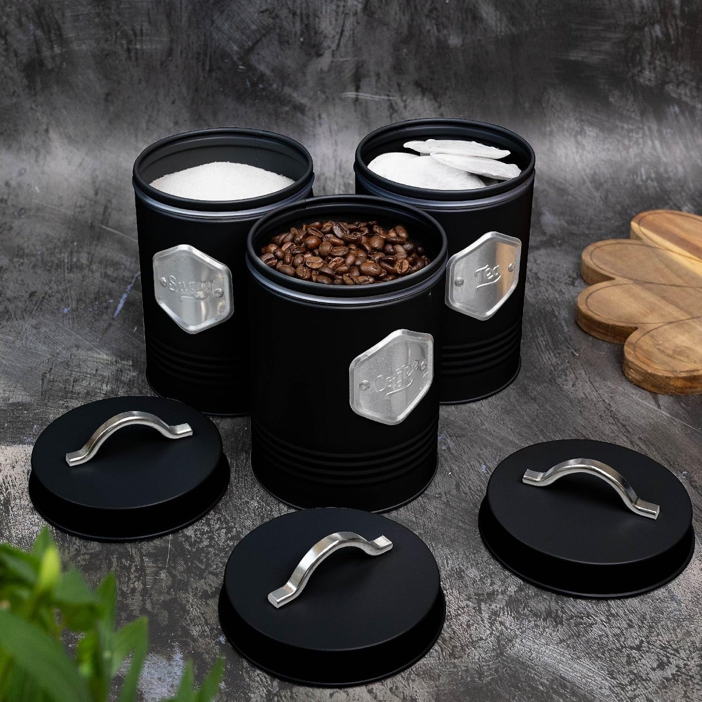 Tea, Coffee & Sugar Storage Canister Set
