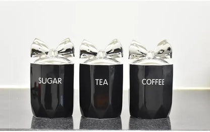 Ceramic Tea, Coffee & Sugar Canister Set