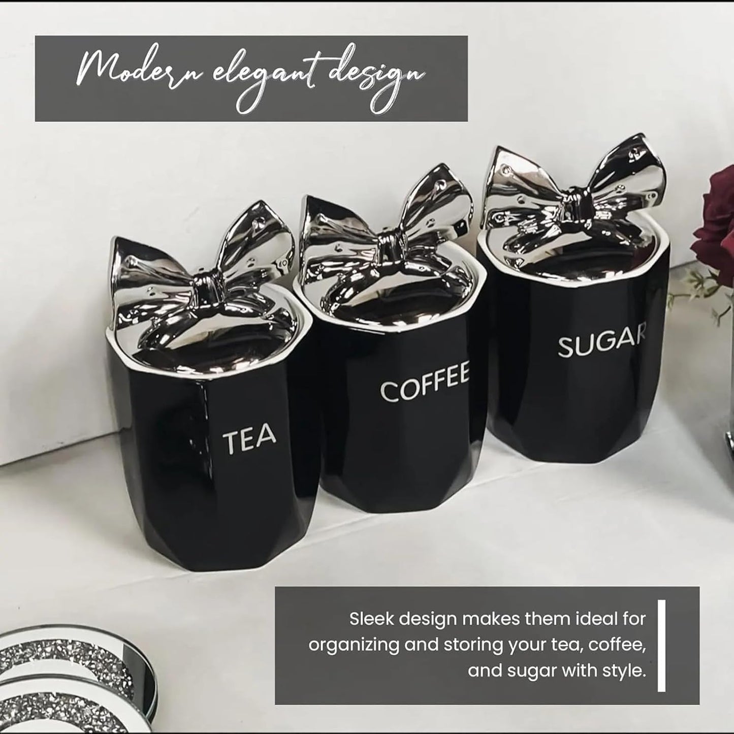 Ceramic Tea, Coffee & Sugar Canister Set