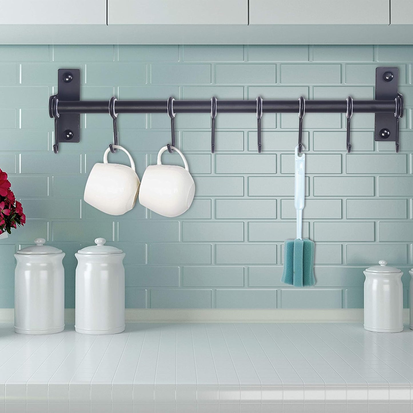 Wall-Mounted Pot Rack with Hooks