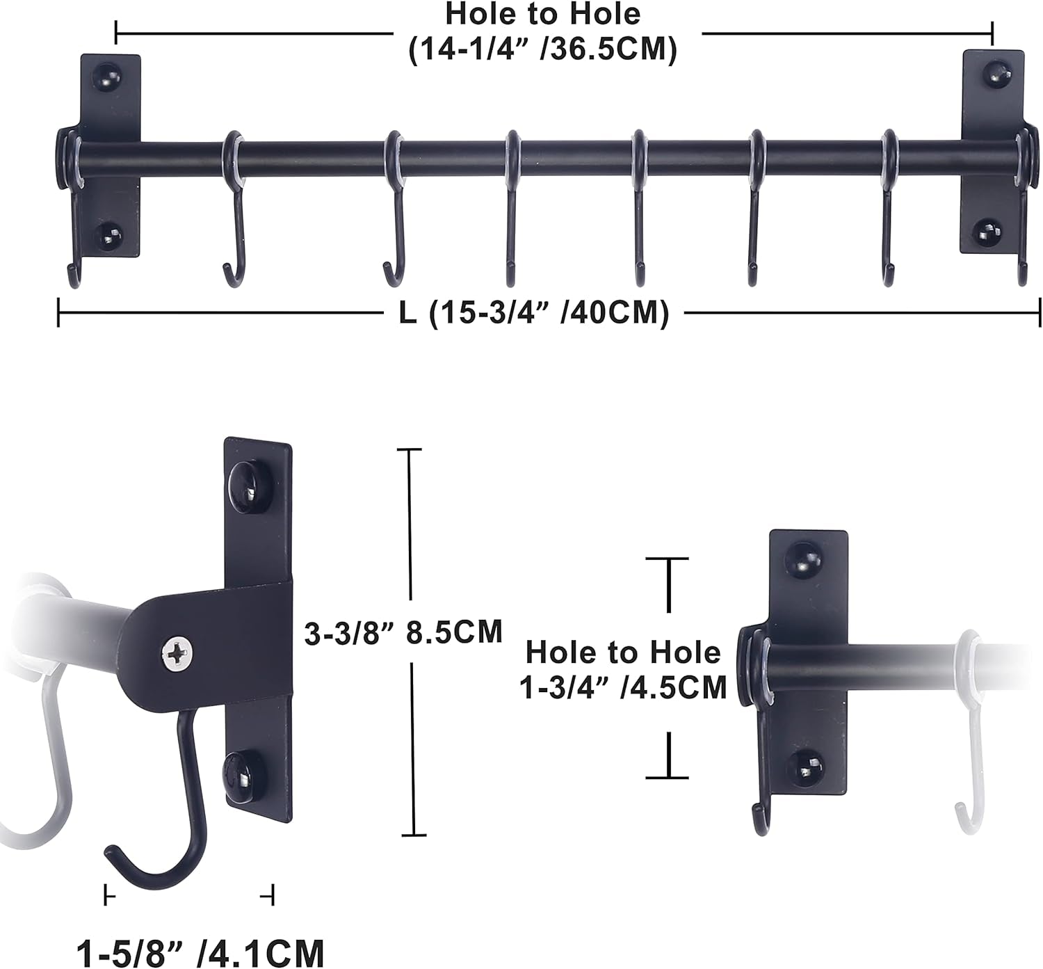 Wall-Mounted Pot Rack with Hooks