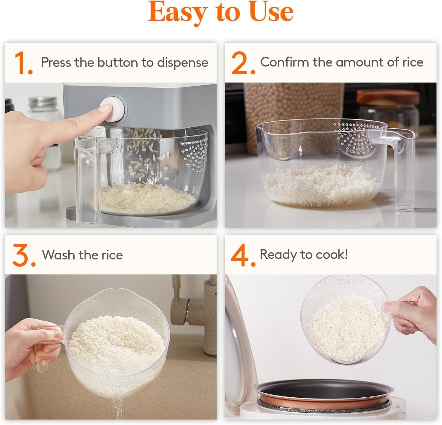 Airtight Rice & Dry Food Storage Dispenser